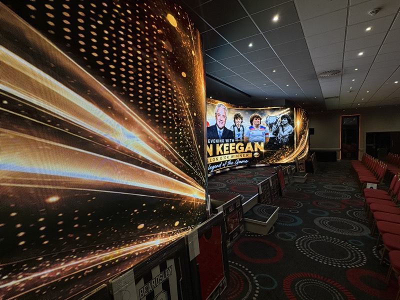 Close-up of a curved LED video wall