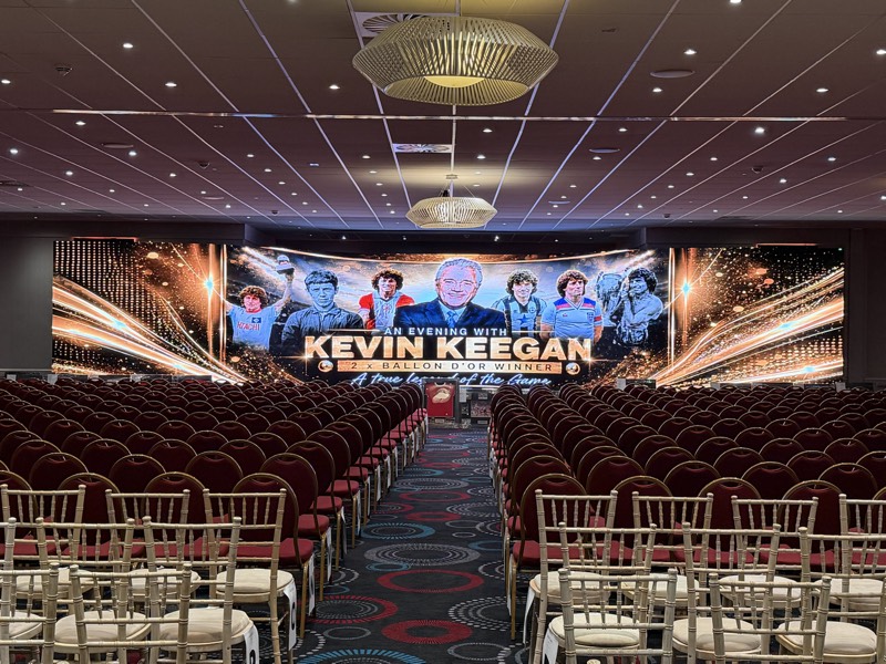 Curved LED video walls built by Pixel 8 for An Evening with Kevin Keegan