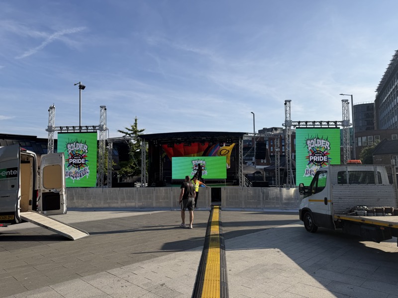 Building the Pride festival stage