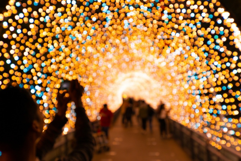 Example image: a tunnel of Christmas lights